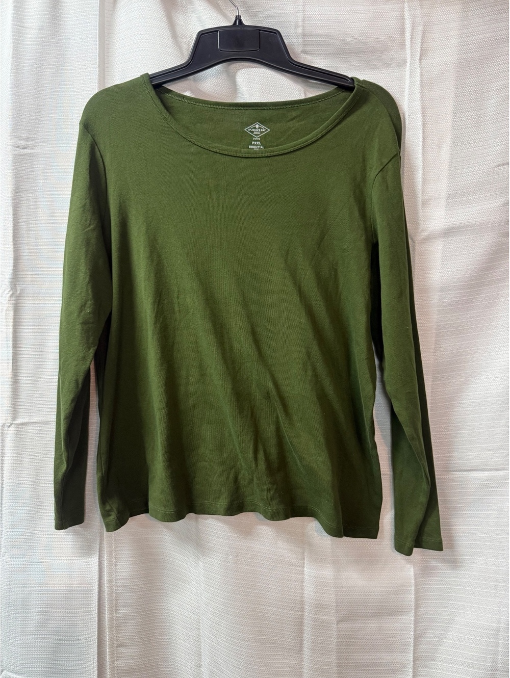 St. John's Bay Essential Tee Long Sleeve Petite PXXL Green Cotton Shirt